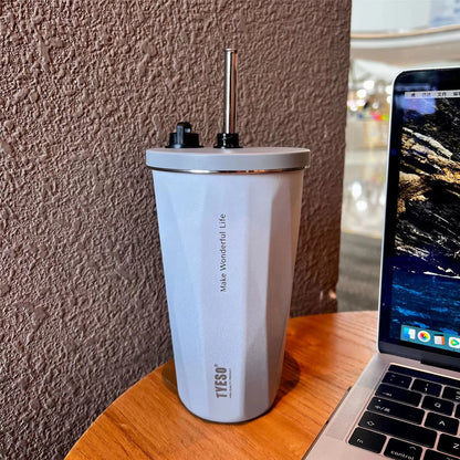 Tyeso Thermos Water Bottle With Straw 600ml