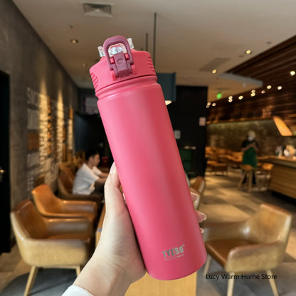 Tyeso Thermos Cup with Straw Thermal Bottle 600/750ml