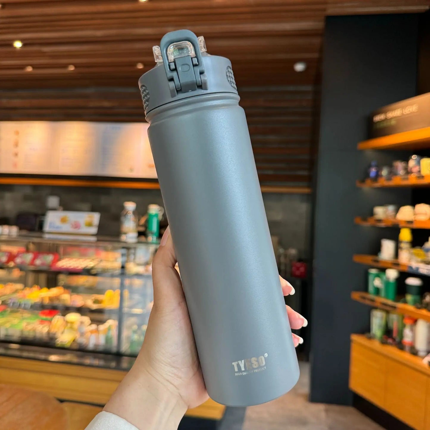 Tyeso Thermos Cup with Straw Thermal Bottle 600/750ml