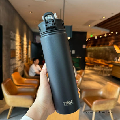 Tyeso Thermos Cup with Straw Thermal Bottle 600/750ml