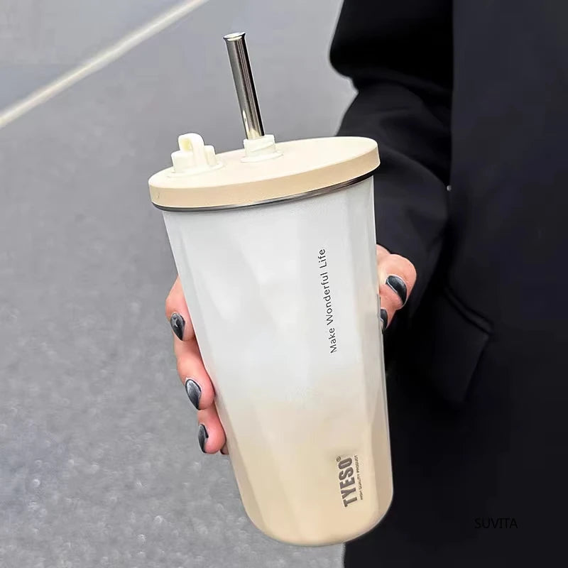 Tyeso Thermos Water Bottle With Straw 600ml