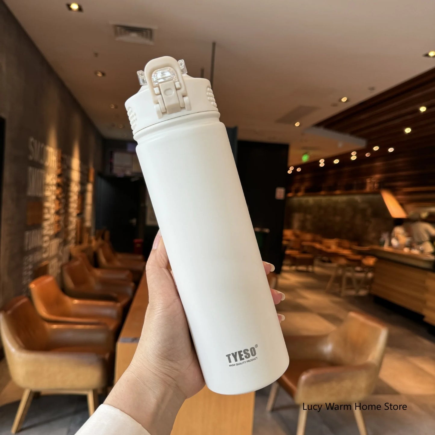 Tyeso Thermos Cup with Straw Thermal Bottle 600/750ml