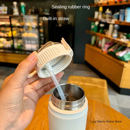 Tyeso Thermos Cup with Straw Thermal Bottle 600/750ml