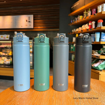 Tyeso Thermos Cup with Straw Thermal Bottle 600/750ml