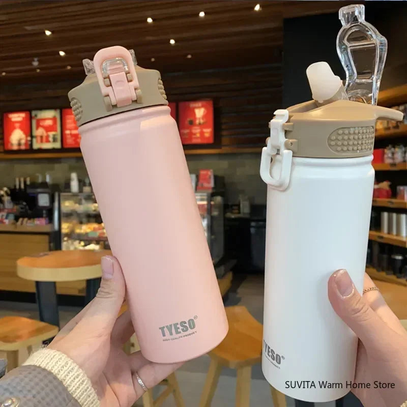 Tyeso Thermos Cup with Straw Thermal Bottle 600/750ml