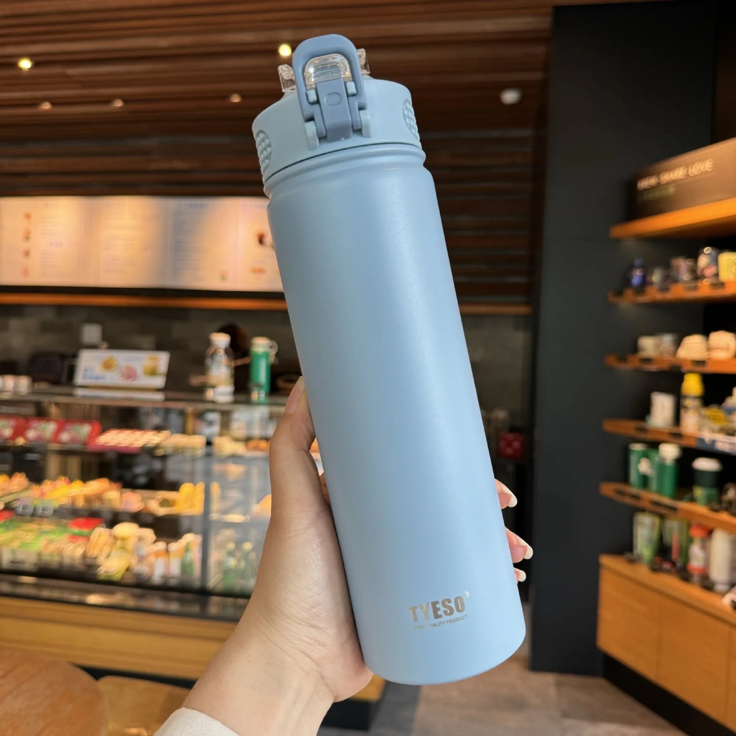 Tyeso Thermos Cup with Straw Thermal Bottle 600/750ml