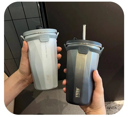 Tyeso Thermos Water Bottle With Straw 600ml