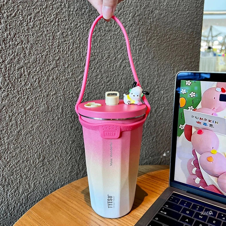 Tyeso Thermos Water Bottle With Straw 600ml