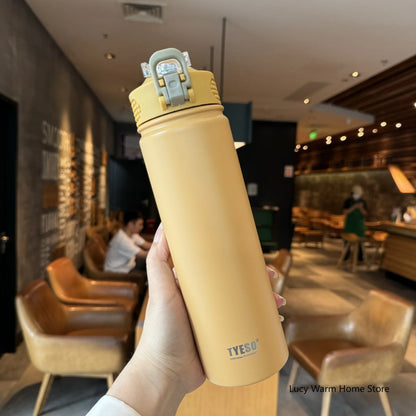 Tyeso Thermos Cup with Straw Thermal Bottle 600/750ml