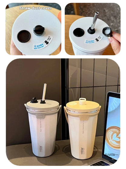 Tyeso Thermos Water Bottle With Straw 600ml