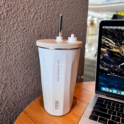 Tyeso Thermos Water Bottle With Straw 600ml