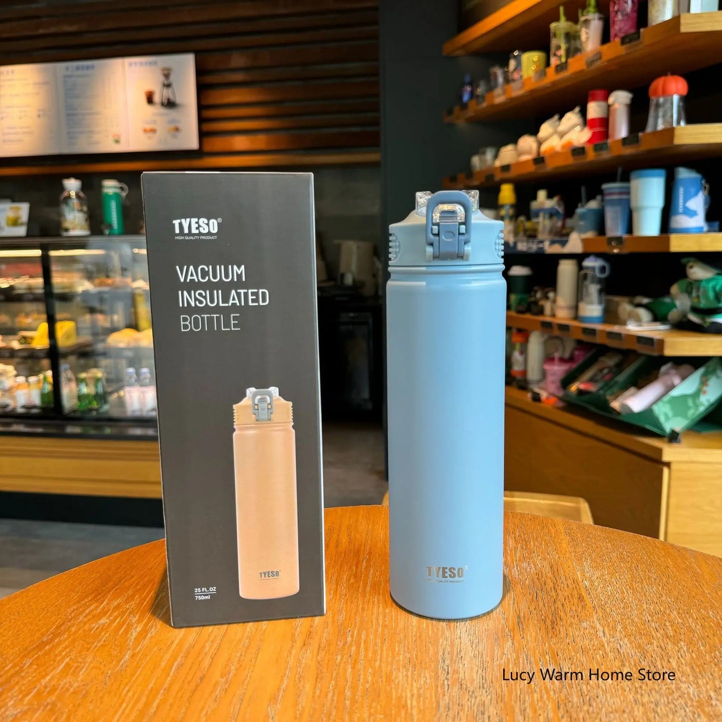 Tyeso Thermos Cup with Straw Thermal Bottle 600/750ml