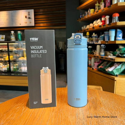 Tyeso Thermos Cup with Straw Thermal Bottle 600/750ml