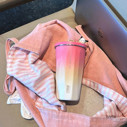 Tyeso Thermos Water Bottle With Straw 600ml