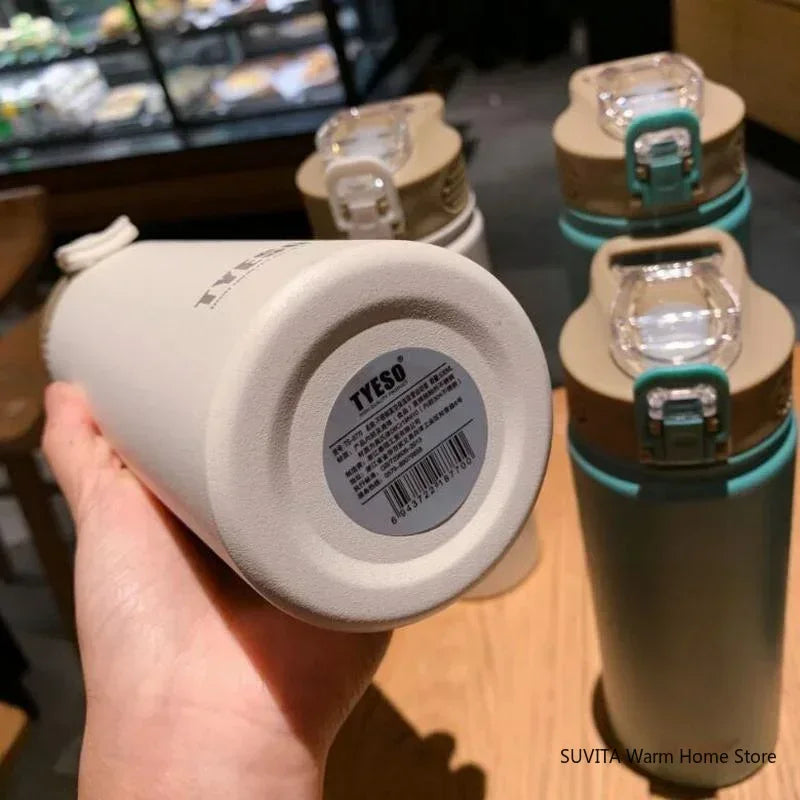 Tyeso Thermos Cup with Straw Thermal Bottle 600/750ml