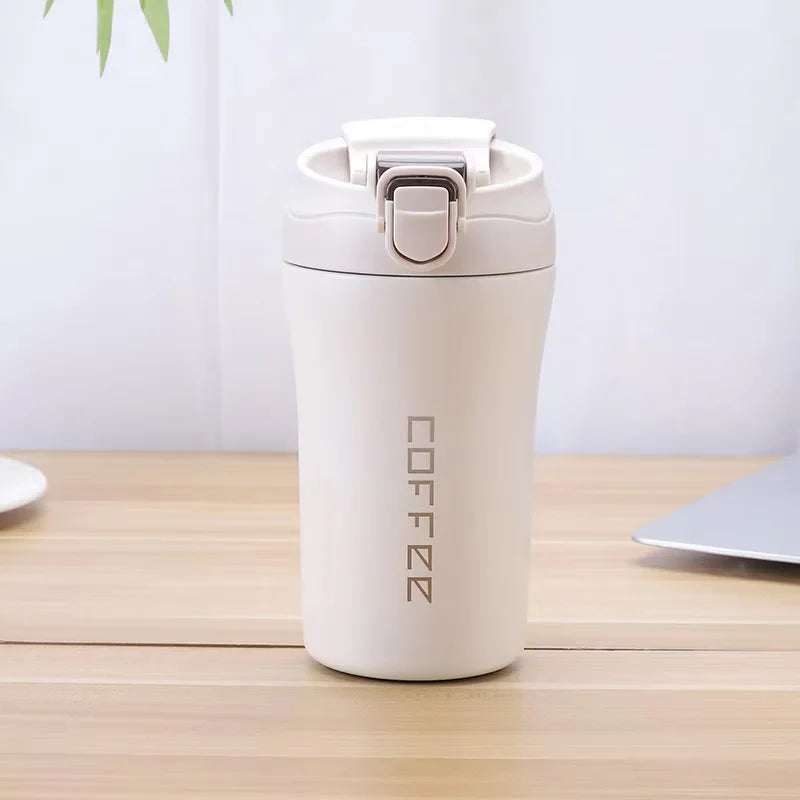 Coffee Cup Thermos with Straw 400ml