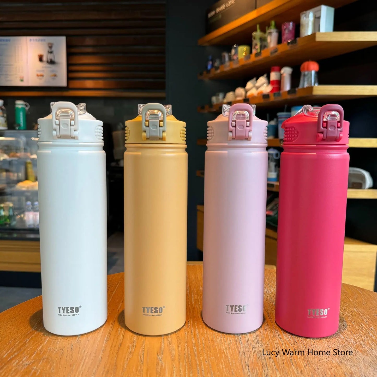Tyeso Thermos Cup with Straw Thermal Bottle 600/750ml