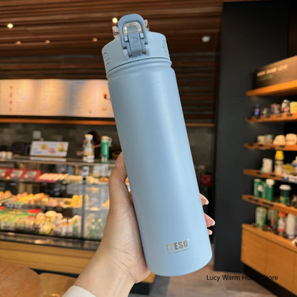 Tyeso Thermos Cup with Straw Thermal Bottle 600/750ml