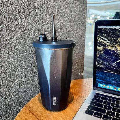 Tyeso Thermos Water Bottle With Straw 600ml