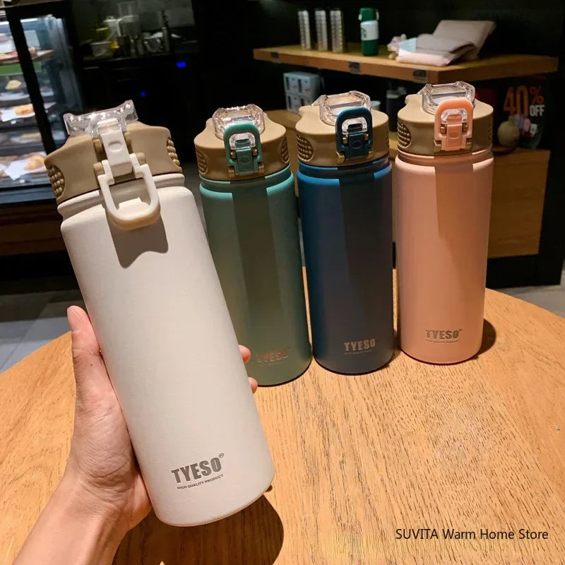 Tyeso Thermos Cup with Straw Thermal Bottle 600/750ml