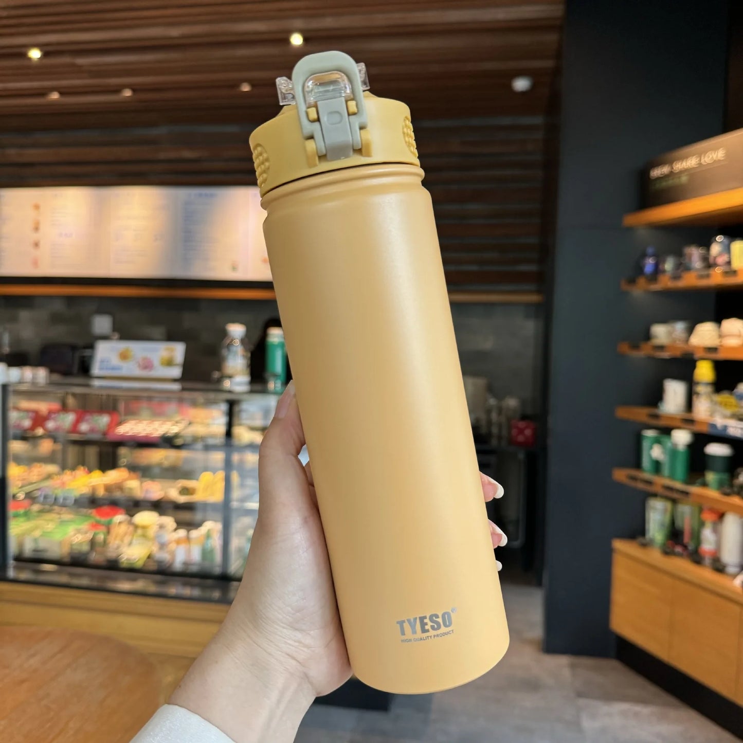 Tyeso Thermos Cup with Straw Thermal Bottle 600/750ml