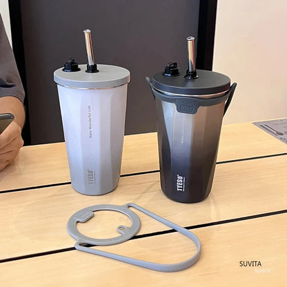 Tyeso Thermos Water Bottle With Straw 600ml